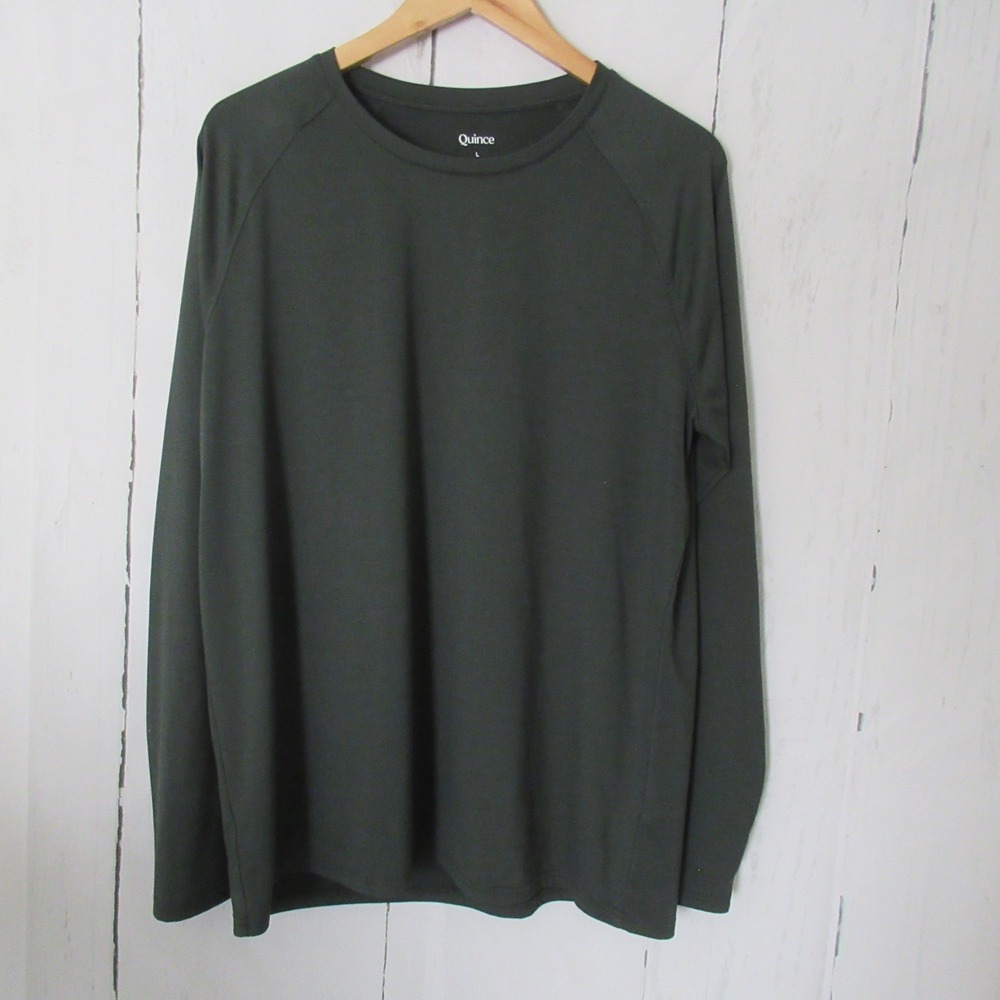 Quince T Shirt L Mens Green Flowknit Breeze Performance Tee Long Sleeve